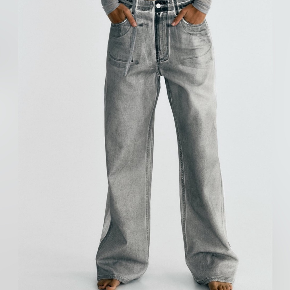 Loose fit TRF high waisted jeans